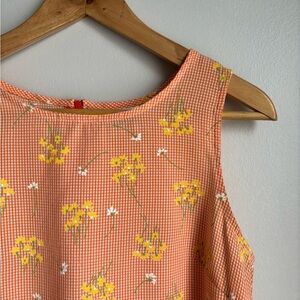 Vintage orange gingham floral dress